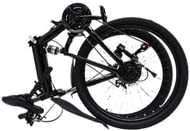 26 Inch Mountain Bike Folding Bicycle for Adults 21 Speed Height Adjustable With Mudguards and Transmission Mens and Womens Foldable Mountain Bicycle,With Anti Slip Handle and Reflective Light(Black)