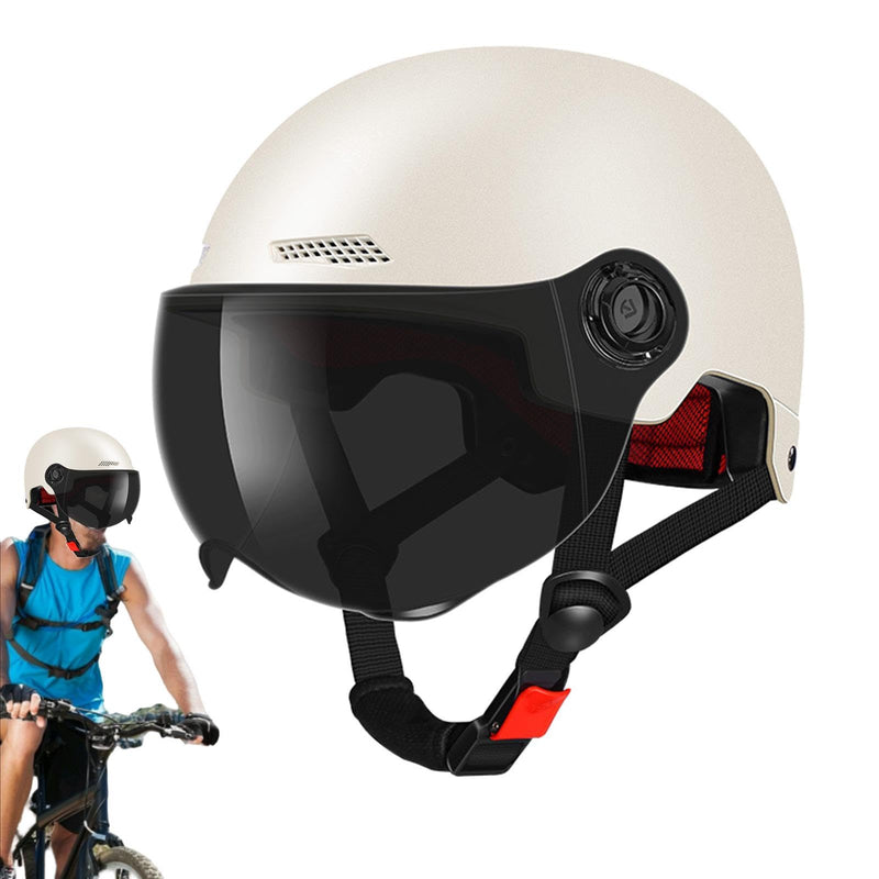 Scooter Helmet For Men And Women | Adults Helmet With Visor | Bikes Cycling Half Helmet | Lightweight Electric Bikes Helmets With Goggle | Retro Open Face Helmet For Scooter