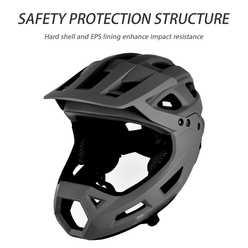 Aomiun Mountain Bike Helmet Full Face Bicycle Helmet Adult Men Women Cycle Helmet with Detachable Chin Guard and Visor for Mountain Biking 54-61cm