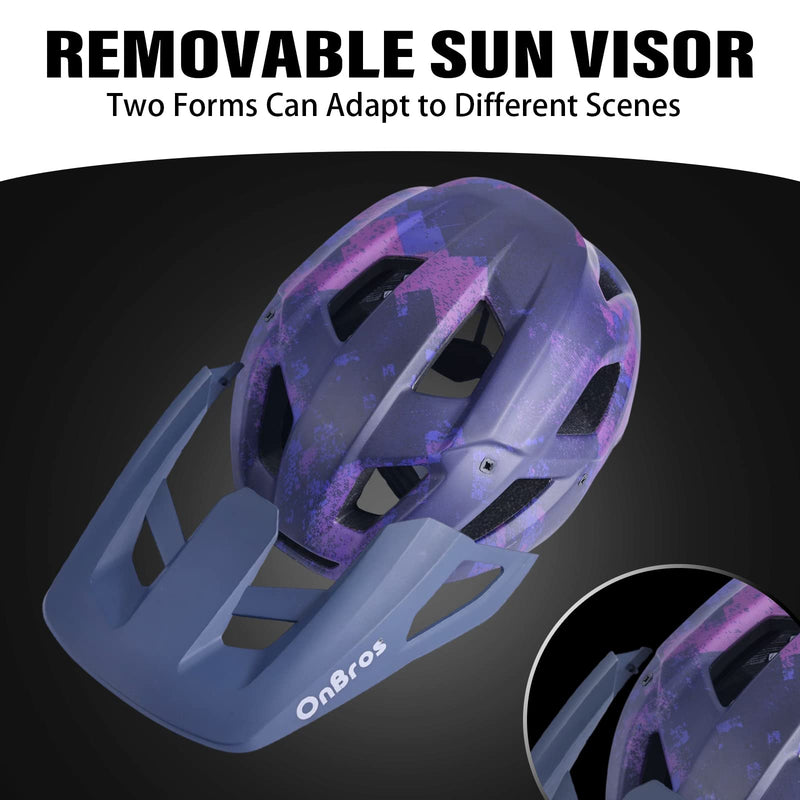 Bike Helmets, OnBros Cycle Helmet Men and Women, Scooter Skateboard MTB BMX Bike Helmet Lightweight, Mountain Bike Helmet with Visor, Bicycle Helmet