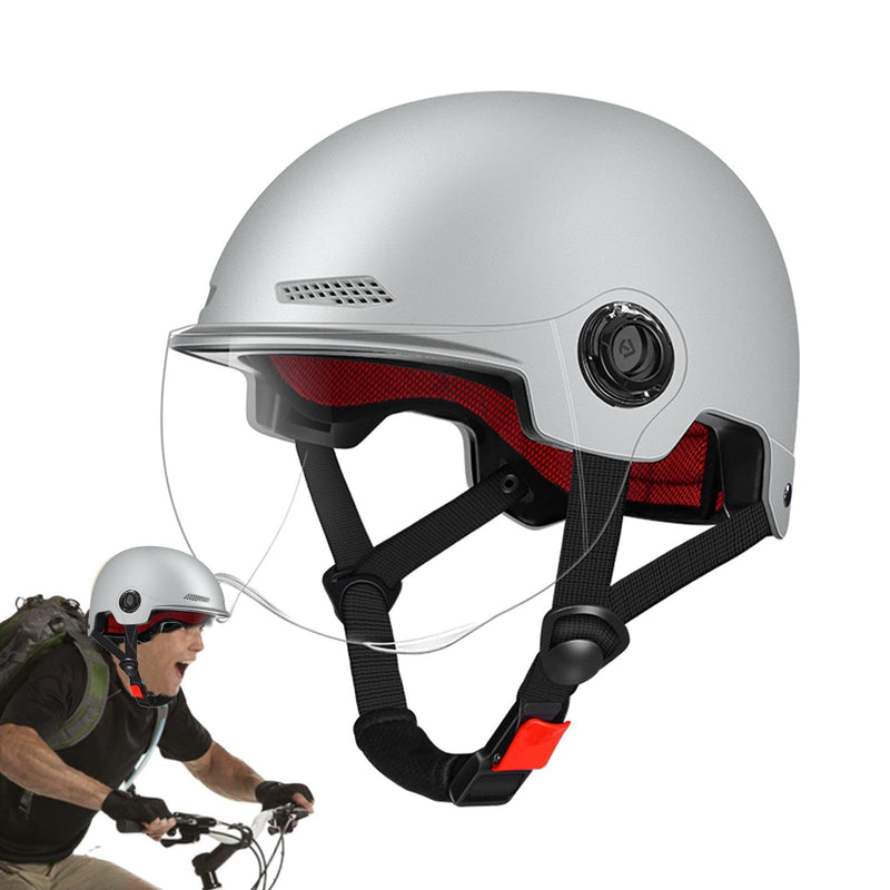 Scooter Helmet For Men And Women | Adults Helmet With Visor | Bikes Cycling Half Helmet | Lightweight Electric Bikes Helmets With Goggle | Retro Open Face Helmet For Scooter
