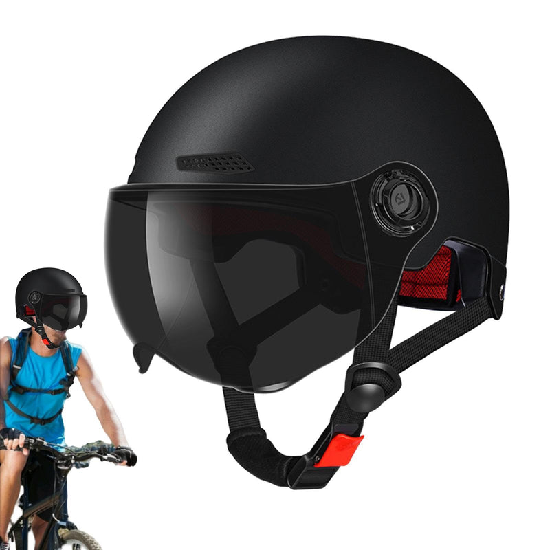 Scooter Helmet For Men And Women | Adults Helmet With Visor | Bikes Cycling Half Helmet | Lightweight Electric Bikes Helmets With Goggle | Retro Open Face Helmet For Scooter