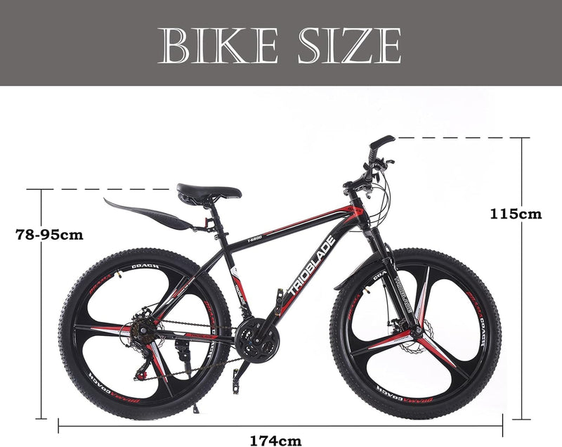 LSBIKE Mountain Bike 24in 26in 27.5In 3/10 Spoke Wheels Bicycle 21 Speed Drivetrain Bike Mountain bicycle for Adult Men Dual Suspension Hardtail Bike Women Sport Cycling
