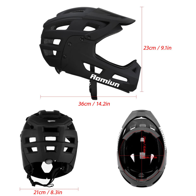 Aomiun Mountain Bike Helmet Full Face Bicycle Helmet Adult Men Women Cycle Helmet with Detachable Chin Guard and Visor for Mountain Biking 54-61cm