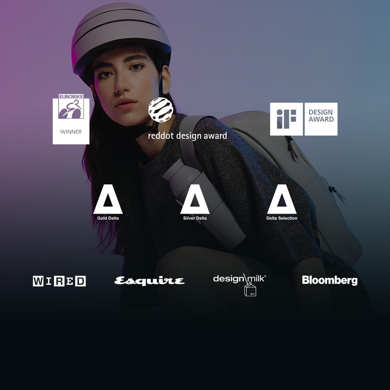 CLOSCA. Foldable helmet. The bike helmet for women and men. Certificate for bicycle, scooter, electric bicycle, inline skates and skateboards.