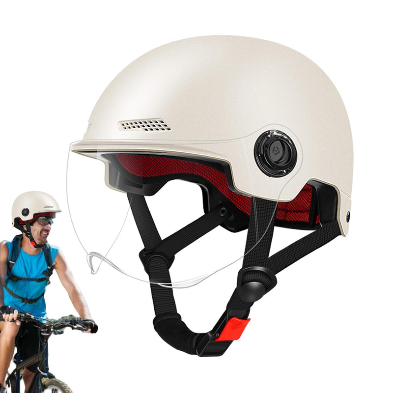 Scooter Helmet For Men And Women | Adults Helmet With Visor | Bikes Cycling Half Helmet | Lightweight Electric Bikes Helmets With Goggle | Retro Open Face Helmet For Scooter