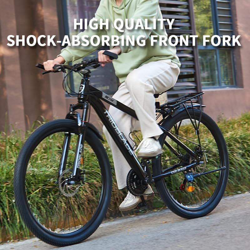 TRIOBLADE 24/26/27.5/29 Inch Mountain Bike 21 Speeds Bike 17.5 Inch Lightweight Aluminium Frame Bicycle for Adult Men Women, Lockout Suspension Fork, Dual Disc Brake