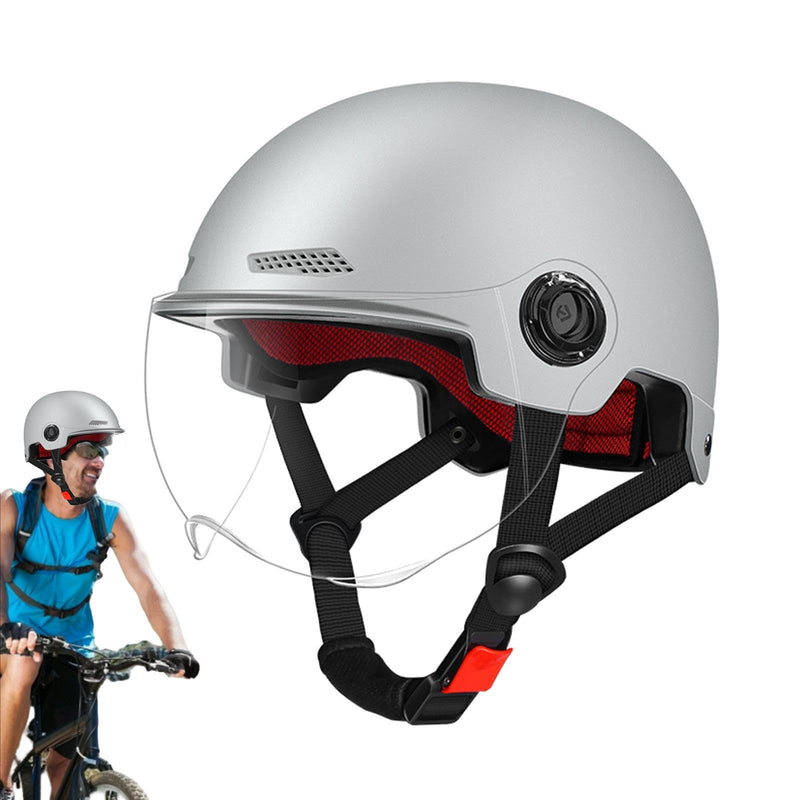 Scooter Helmet For Men And Women | Adults Helmet With Visor | Bikes Cycling Half Helmet | Lightweight Electric Bikes Helmets With Goggle | Retro Open Face Helmet For Scooter