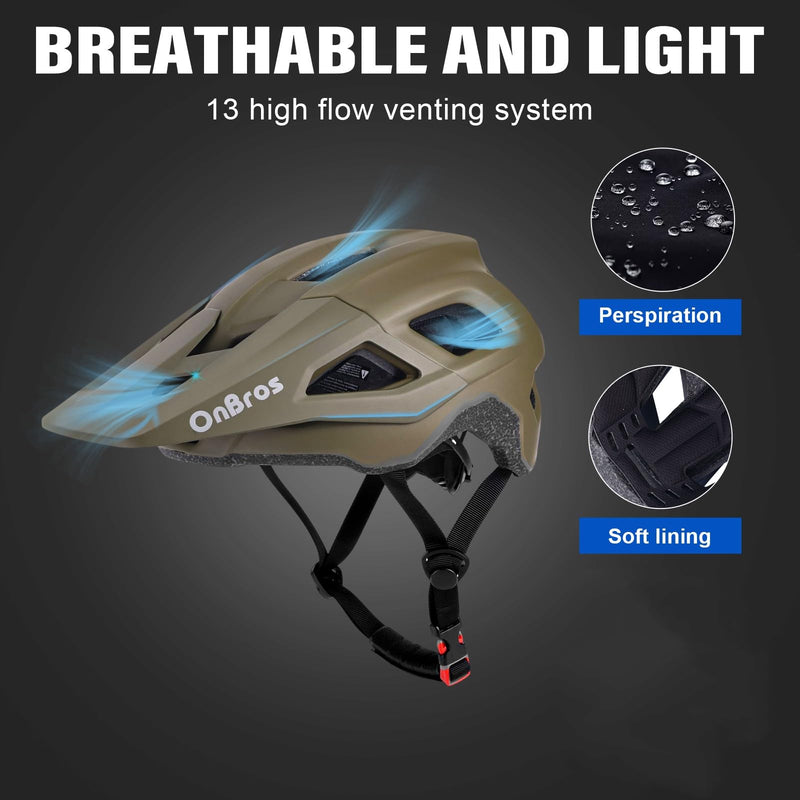 Bike Helmets, OnBros Cycle Helmet Men and Women, Scooter Skateboard MTB BMX Bike Helmet Lightweight, Mountain Bike Helmet with Visor, Bicycle Helmet