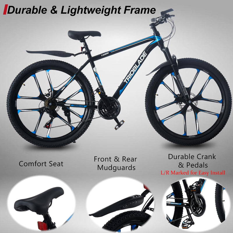 LSBIKE Mountain Bike 24in 26in 27.5In 3/10 Spoke Wheels Bicycle 21 Speed Drivetrain Bike Mountain bicycle for Adult Men Dual Suspension Hardtail Bike Women Sport Cycling