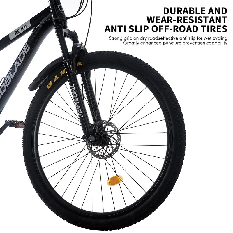 TRIOBLADE 24/26/27.5/29 Inch Mountain Bike 21 Speeds Bike 17.5 Inch Lightweight Aluminium Frame Bicycle for Adult Men Women, Lockout Suspension Fork, Dual Disc Brake