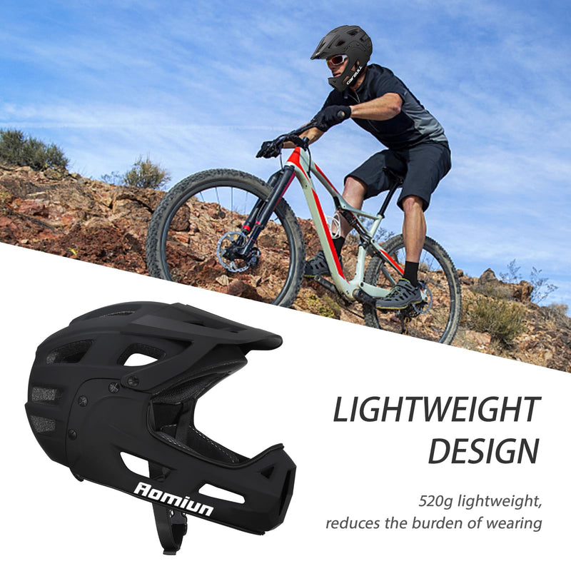 Aomiun Mountain Bike Helmet Full Face Bicycle Helmet Adult Men Women Cycle Helmet with Detachable Chin Guard and Visor for Mountain Biking 54-61cm