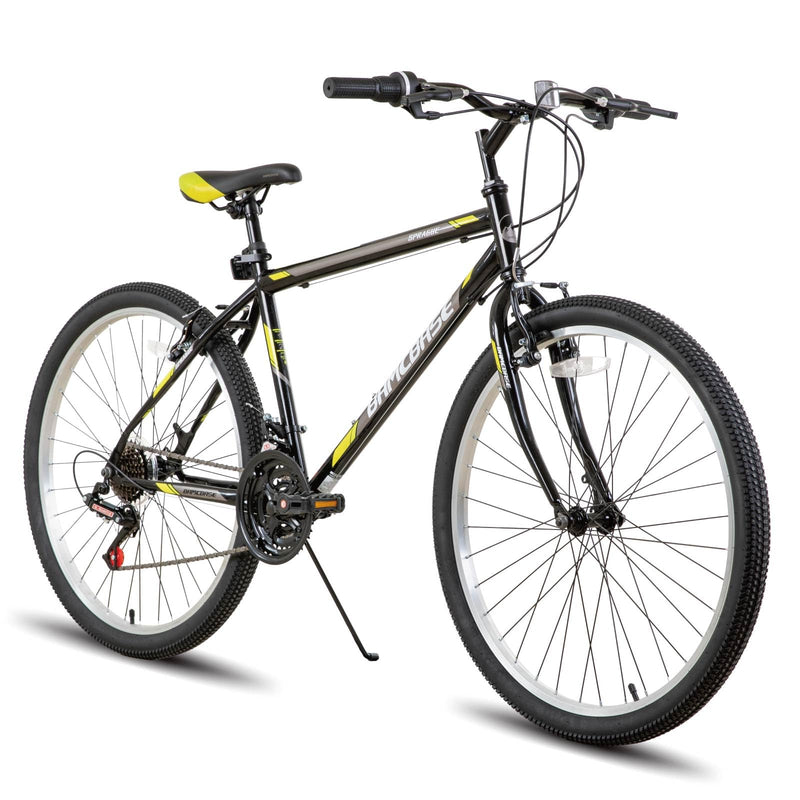 Hiland 24/26 inch Mountain Bike for Youth Adult, 21 Speeds Mountain Bicycle for Men Women with High Carbon Steel Frame, Sport Cycling Youth Adult MTB Bicycle, Black/White
