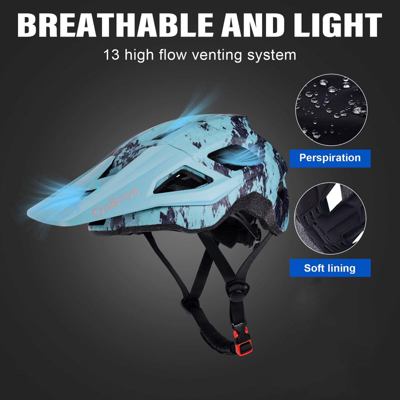 Bike Helmets, OnBros Cycle Helmet Men and Women, Scooter Skateboard MTB BMX Bike Helmet Lightweight, Mountain Bike Helmet with Visor, Bicycle Helmet