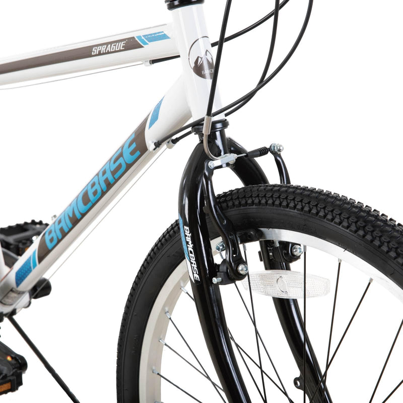 Hiland 24/26 inch Mountain Bike for Youth Adult, 21 Speeds Mountain Bicycle for Men Women with High Carbon Steel Frame, Sport Cycling Youth Adult MTB Bicycle, Black/White