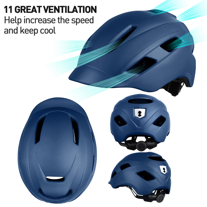 Bike Helmet, Adjustable Cycling Helmet with USB Rechargeable LED Light, Lightweight Bicycle Helmet for Adults, Breathable Mountain & Road Cycle Helmet for Men Women