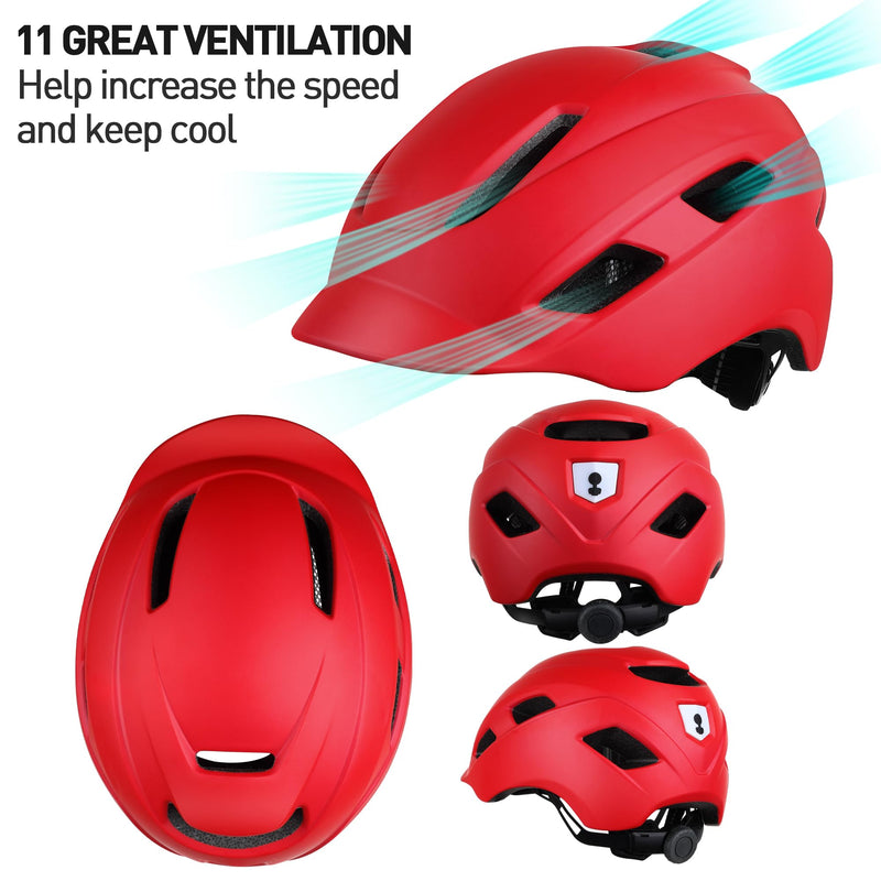 Bike Helmet, Adjustable Cycling Helmet with USB Rechargeable LED Light, Lightweight Bicycle Helmet for Adults, Breathable Mountain & Road Cycle Helmet for Men Women