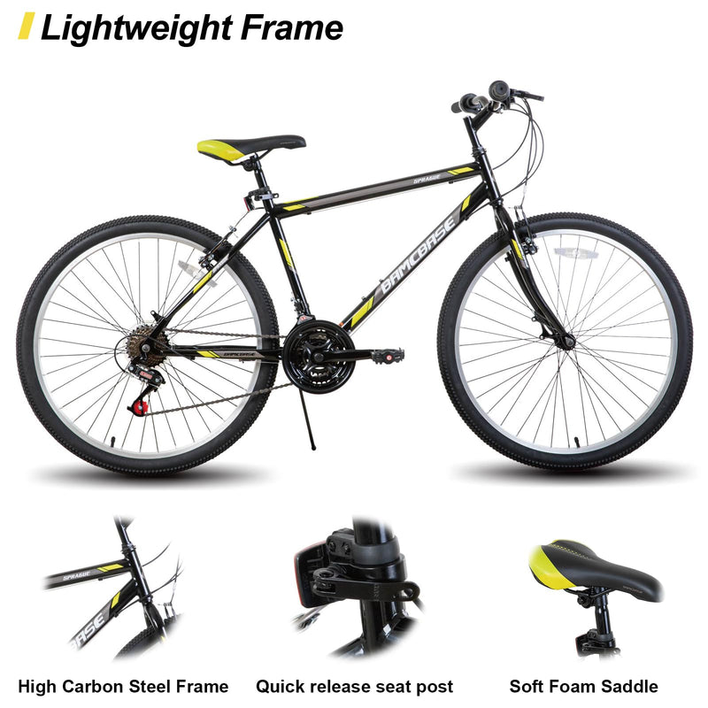 Hiland 24/26 inch Mountain Bike for Youth Adult, 21 Speeds Mountain Bicycle for Men Women with High Carbon Steel Frame, Sport Cycling Youth Adult MTB Bicycle, Black/White