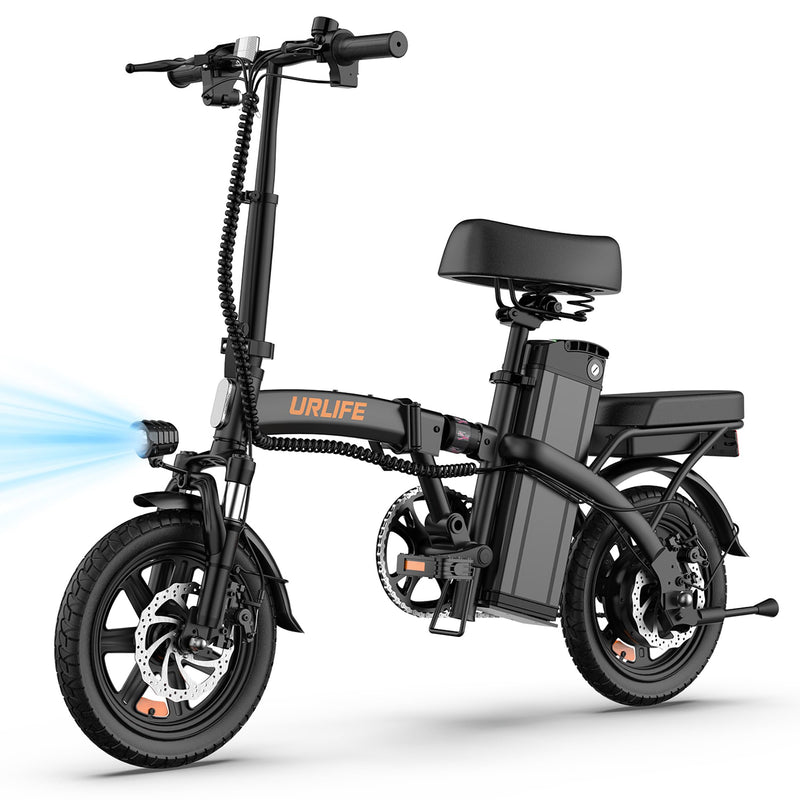 URLIFE 14" Electric Bike, Portable E-bike with 48V 7.5AH Removable Battery 250W Powerful Motor, 60 KM Max Range, Folding Ebike LCD Display, Electric Commuter Bicycle for Adults and Teens