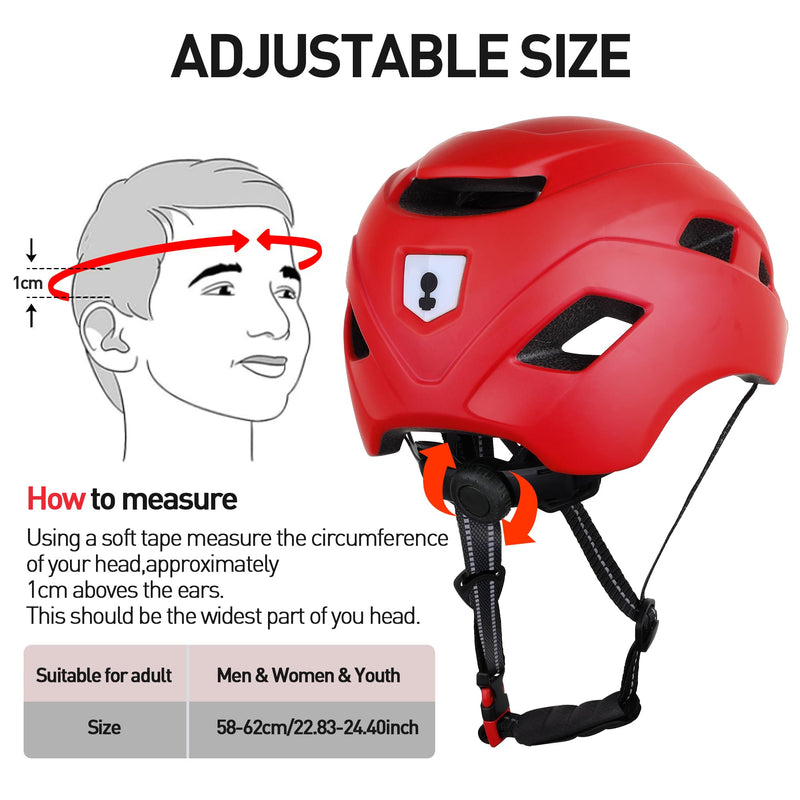 Bike Helmet, Adjustable Cycling Helmet with USB Rechargeable LED Light, Lightweight Bicycle Helmet for Adults, Breathable Mountain & Road Cycle Helmet for Men Women