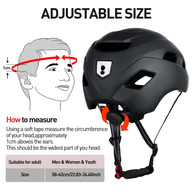 Bike Helmet, Adjustable Cycling Helmet with USB Rechargeable LED Light, Lightweight Bicycle Helmet for Adults, Breathable Mountain & Road Cycle Helmet for Men Women