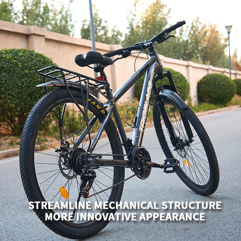TRIOBLADE 24/26/27.5/29 Inch Mountain Bike 21 Speeds Bike 17.5 Inch Lightweight Aluminium Frame Bicycle for Adult Men Women, Lockout Suspension Fork, Dual Disc Brake