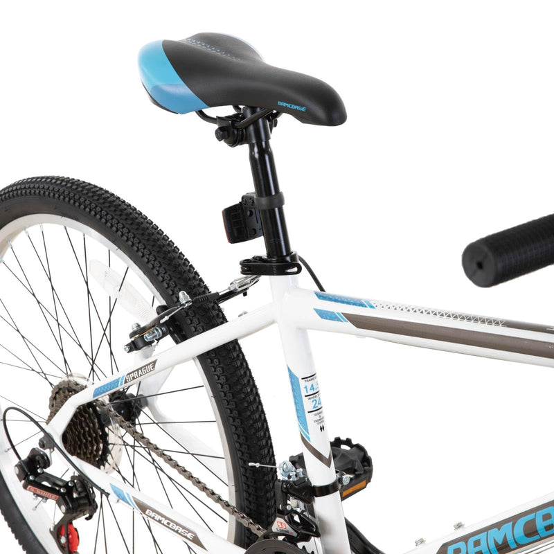 Hiland 24/26 inch Mountain Bike for Youth Adult, 21 Speeds Mountain Bicycle for Men Women with High Carbon Steel Frame, Sport Cycling Youth Adult MTB Bicycle, Black/White