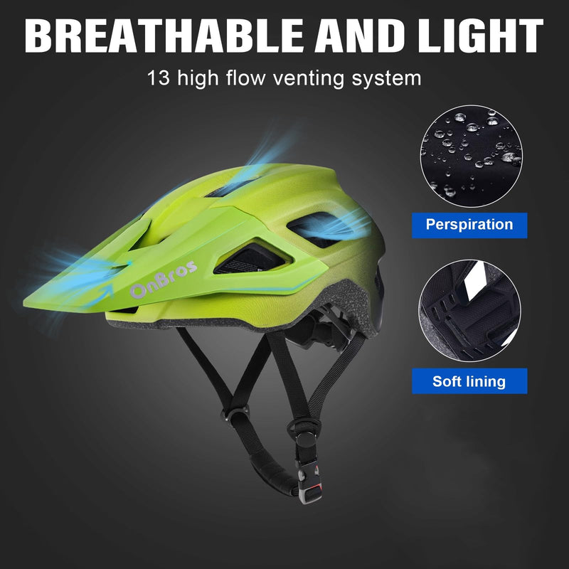 Bike Helmets, OnBros Cycle Helmet Men and Women, Scooter Skateboard MTB BMX Bike Helmet Lightweight, Mountain Bike Helmet with Visor, Bicycle Helmet