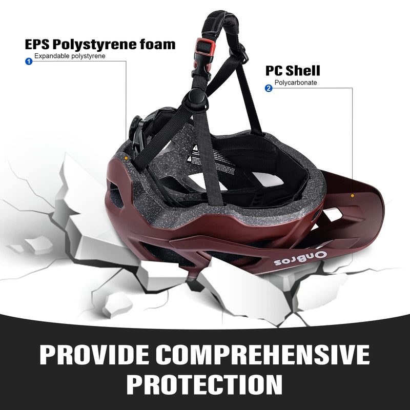 Bike Helmets, OnBros Cycle Helmet Men and Women, Scooter Skateboard MTB BMX Bike Helmet Lightweight, Mountain Bike Helmet with Visor, Bicycle Helmet