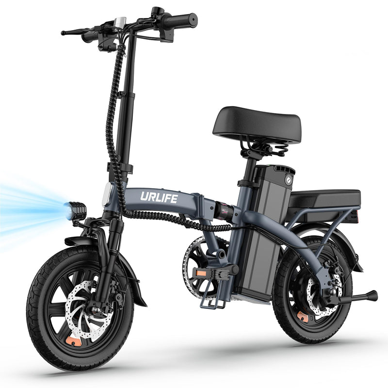 URLIFE 14" Electric Bike, Portable E-bike with 48V 7.5AH Removable Battery 250W Powerful Motor, 60 KM Max Range, Folding Ebike LCD Display, Electric Commuter Bicycle for Adults and Teens