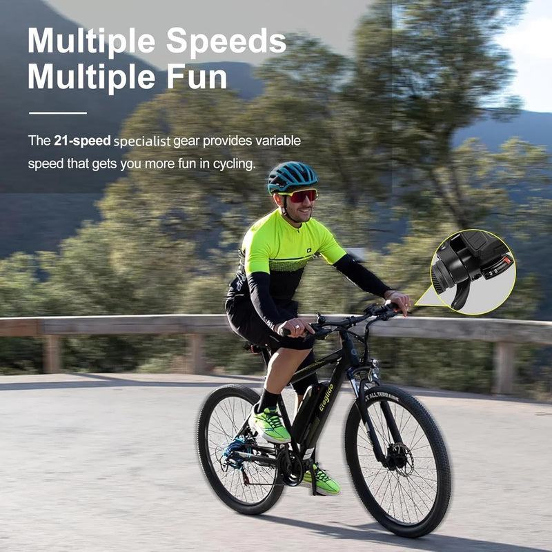 Eleglide Electric Bike for Adults, Mopride 1 Plus 27.5"/29'' E Mountain Bike, Electric Bicycle with 12.5Ah Removable Battery, Commute E-bikeMax Range 100KM, LCD Display, Dual Disc Brake, 21 Speed
