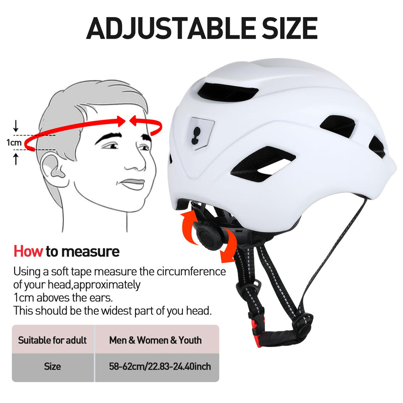 Bike Helmet, Adjustable Cycling Helmet with USB Rechargeable LED Light, Lightweight Bicycle Helmet for Adults, Breathable Mountain & Road Cycle Helmet for Men Women