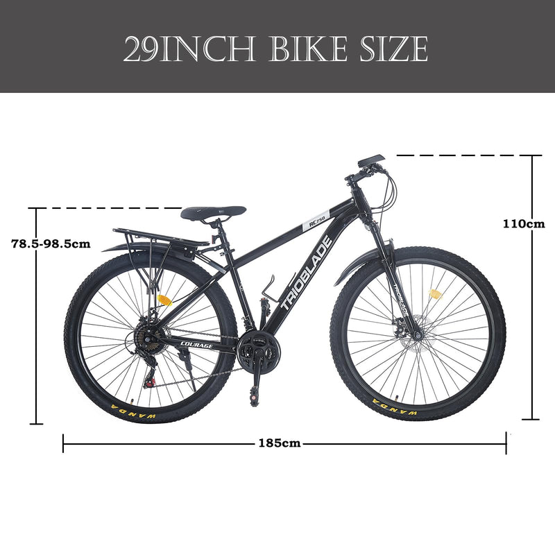 TRIOBLADE 24/26/27.5/29 Inch Mountain Bike 21 Speeds Bike 17.5 Inch Lightweight Aluminium Frame Bicycle for Adult Men Women, Lockout Suspension Fork, Dual Disc Brake