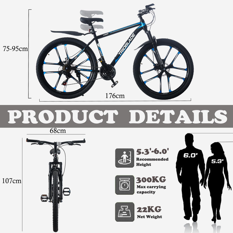 LSBIKE Mountain Bike 24in 26in 27.5In 3/10 Spoke Wheels Bicycle 21 Speed Drivetrain Bike Mountain bicycle for Adult Men Dual Suspension Hardtail Bike Women Sport Cycling