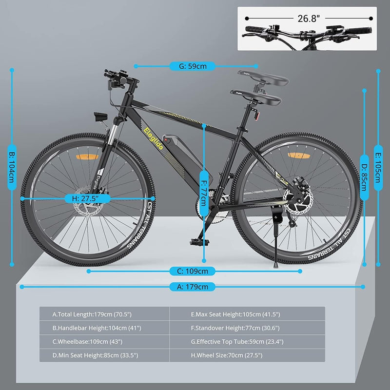 Eleglide Electric Bike for Adults, Mopride 1 Plus 27.5"/29'' E Mountain Bike, Electric Bicycle with 12.5Ah Removable Battery, Commute E-bikeMax Range 100KM, LCD Display, Dual Disc Brake, 21 Speed