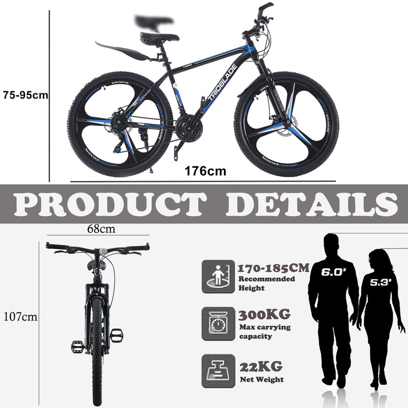 LSBIKE Mountain Bike 24in 26in 27.5In 3/10 Spoke Wheels Bicycle 21 Speed Drivetrain Bike Mountain bicycle for Adult Men Dual Suspension Hardtail Bike Women Sport Cycling
