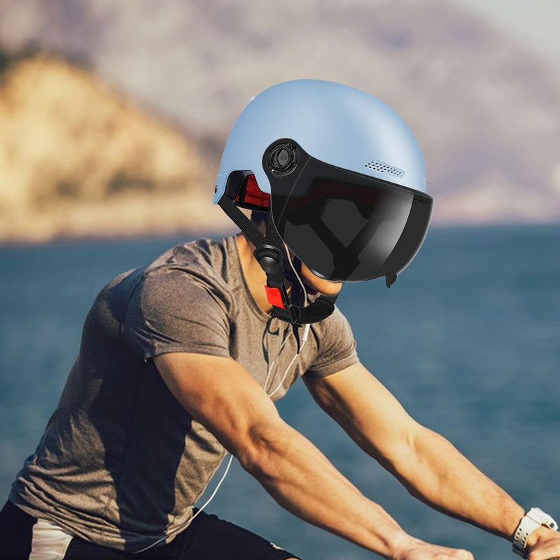 Scooter Helmet For Men And Women | Adults Helmet With Visor | Bikes Cycling Half Helmet | Lightweight Electric Bikes Helmets With Goggle | Retro Open Face Helmet For Scooter