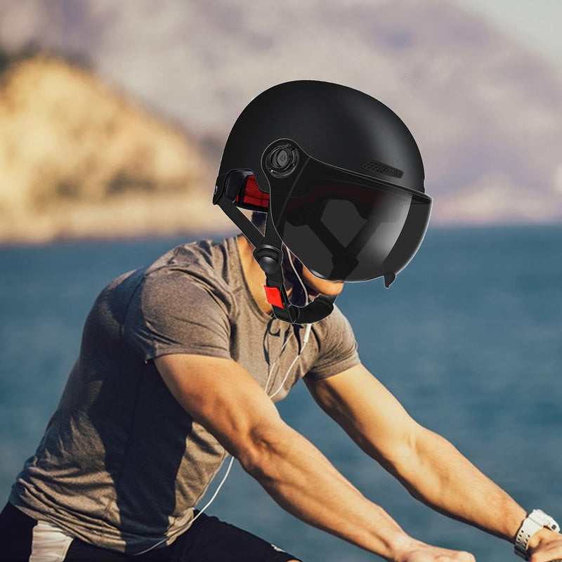 Scooter Helmet For Men And Women | Adults Helmet With Visor | Bikes Cycling Half Helmet | Lightweight Electric Bikes Helmets With Goggle | Retro Open Face Helmet For Scooter