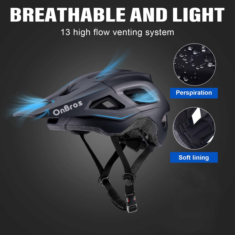Bike Helmets, OnBros Cycle Helmet Men and Women, Scooter Skateboard MTB BMX Bike Helmet Lightweight, Mountain Bike Helmet with Visor, Bicycle Helmet