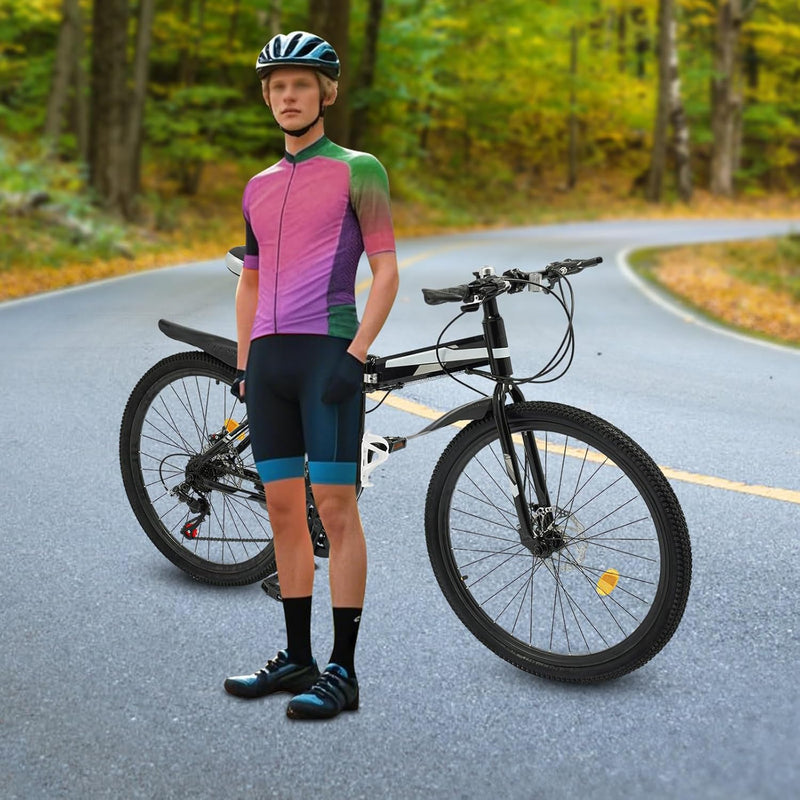 GDSKR 26 Inch Mountain Bike, Adult Mountain Bike MTB, 21 Speed Dual-Disc Brake MTB, Folding Bicycle, for Muddy Roads, Grasslands, Mountain Roads und Sandy Areas Outdoor Riding
