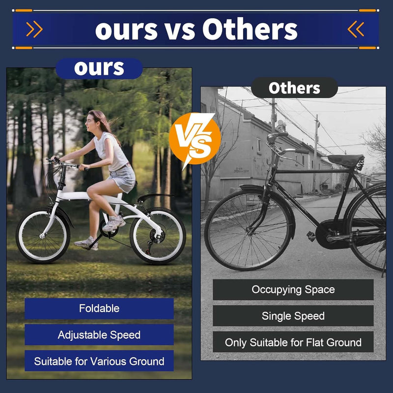 CUMELLIIR Folding Bikes For Adults 20 Inch, Foldable Bike With Double V Brake, Adjustable Height 6 Speed Lightweight Folding Bicycle, Fold Up Bikes City Bike For Adults Men Women Teens