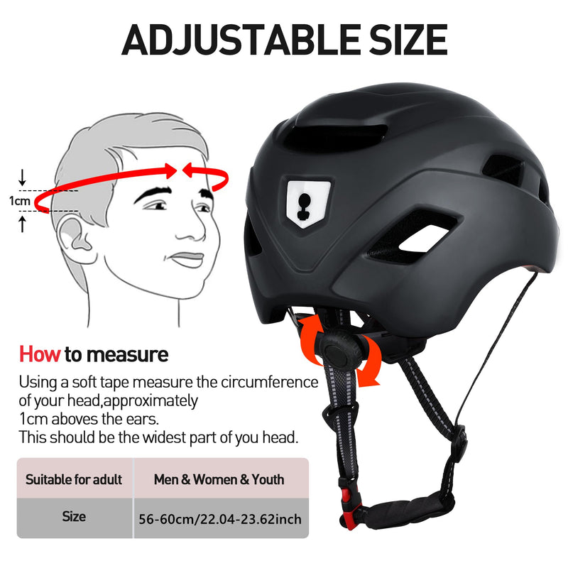 Bike Helmet, Adjustable Cycling Helmet with USB Rechargeable LED Light, Lightweight Bicycle Helmet for Adults, Breathable Mountain & Road Cycle Helmet for Men Women