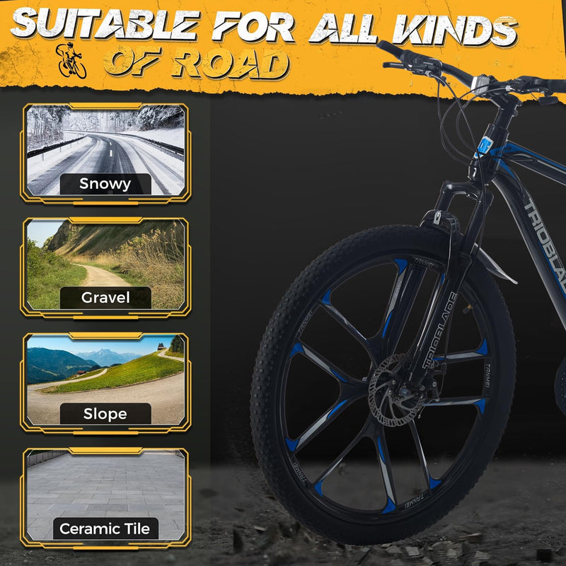 LSBIKE Mountain Bike 24in 26in 27.5In 3/10 Spoke Wheels Bicycle 21 Speed Drivetrain Bike Mountain bicycle for Adult Men Dual Suspension Hardtail Bike Women Sport Cycling