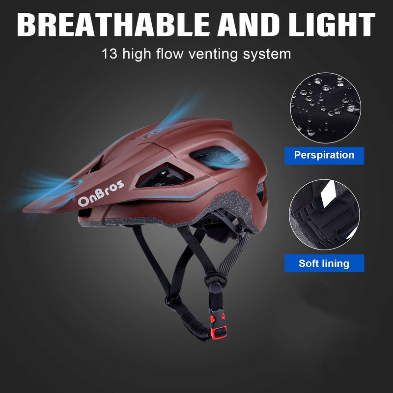 Bike Helmets, OnBros Cycle Helmet Men and Women, Scooter Skateboard MTB BMX Bike Helmet Lightweight, Mountain Bike Helmet with Visor, Bicycle Helmet