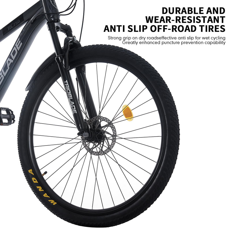 TRIOBLADE 24/26/27.5/29 Inch Mountain Bike 21 Speeds Bike 17.5 Inch Lightweight Aluminium Frame Bicycle for Adult Men Women, Lockout Suspension Fork, Dual Disc Brake