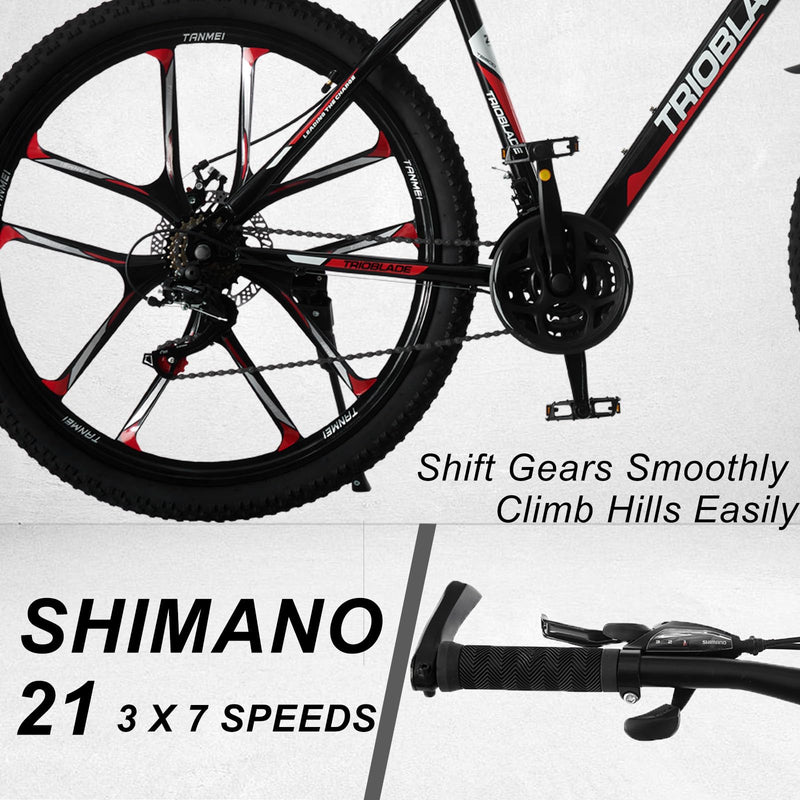 LSBIKE Mountain Bike 24in 26in 27.5In 3/10 Spoke Wheels Bicycle 21 Speed Drivetrain Bike Mountain bicycle for Adult Men Dual Suspension Hardtail Bike Women Sport Cycling