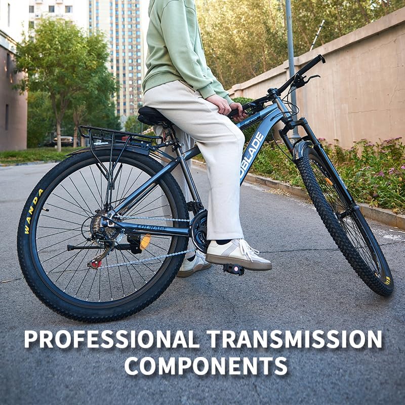 TRIOBLADE 24/26/27.5/29 Inch Mountain Bike 21 Speeds Bike 17.5 Inch Lightweight Aluminium Frame Bicycle for Adult Men Women, Lockout Suspension Fork, Dual Disc Brake