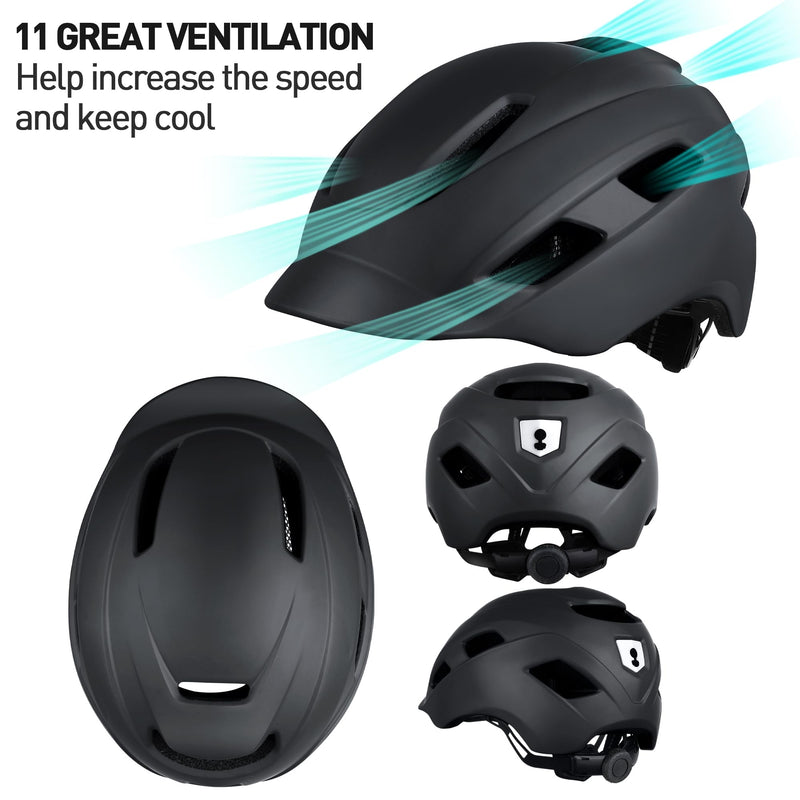 Bike Helmet, Adjustable Cycling Helmet with USB Rechargeable LED Light, Lightweight Bicycle Helmet for Adults, Breathable Mountain & Road Cycle Helmet for Men Women