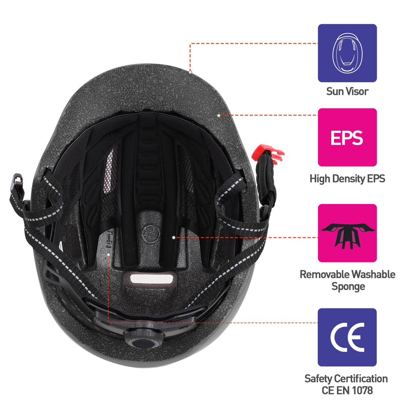 Bike Helmet, Adjustable Cycling Helmet with USB Rechargeable LED Light, Lightweight Bicycle Helmet for Adults, Breathable Mountain & Road Cycle Helmet for Men Women