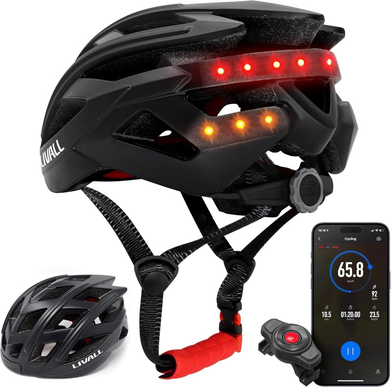 LIVALL BH60SE Smart Bike Bluetooth Cycle Helmet With Wireless Handlebar Remote Control, Black Bicycle Helmet, UK